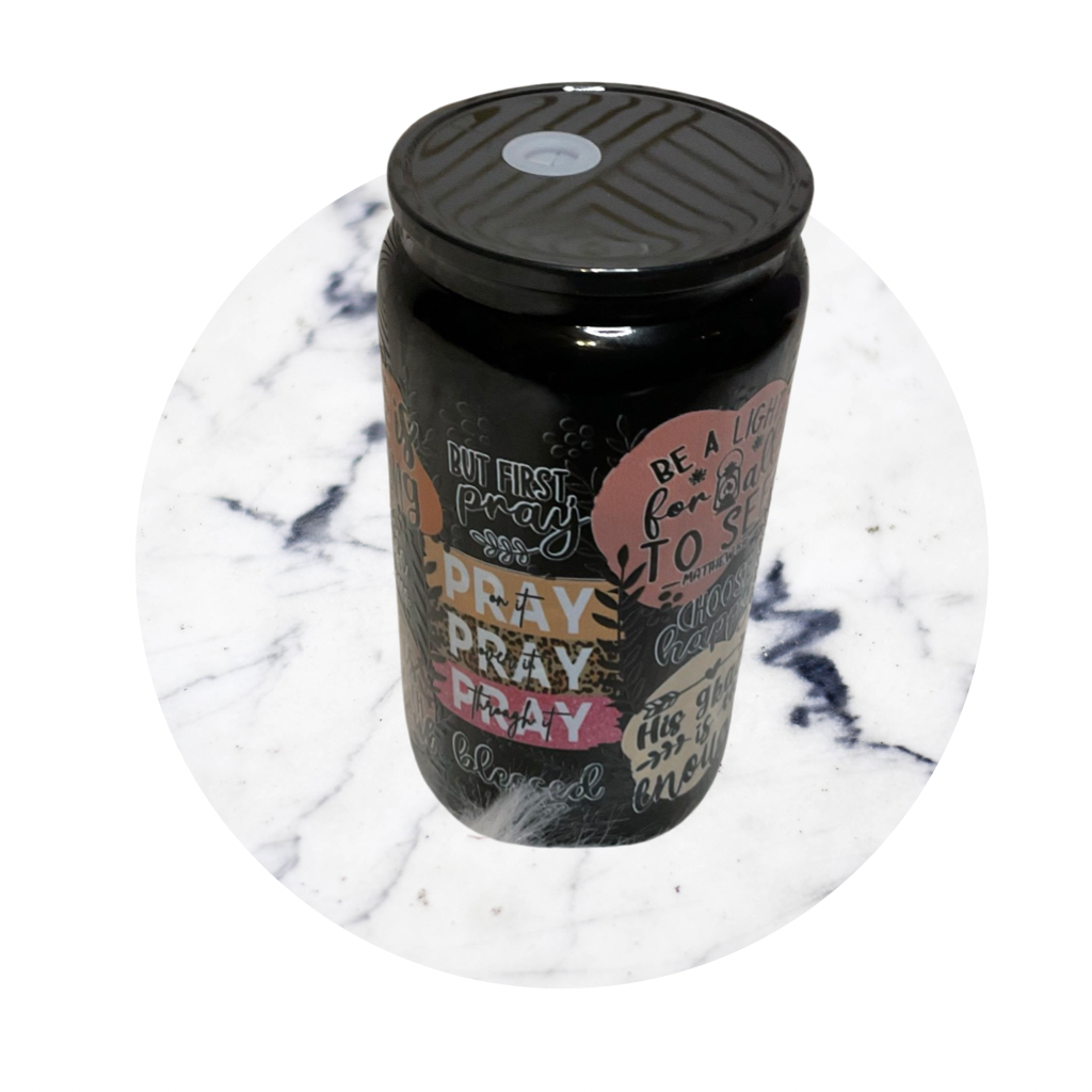 Pray on it glass tumbler