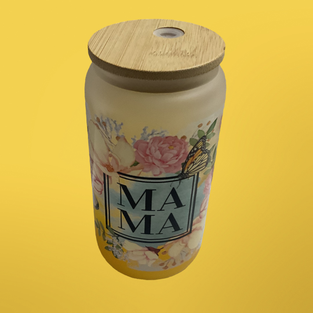 Floral Mama glass tumbler