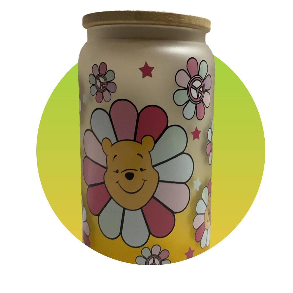 Hippie bear glass tumbler
