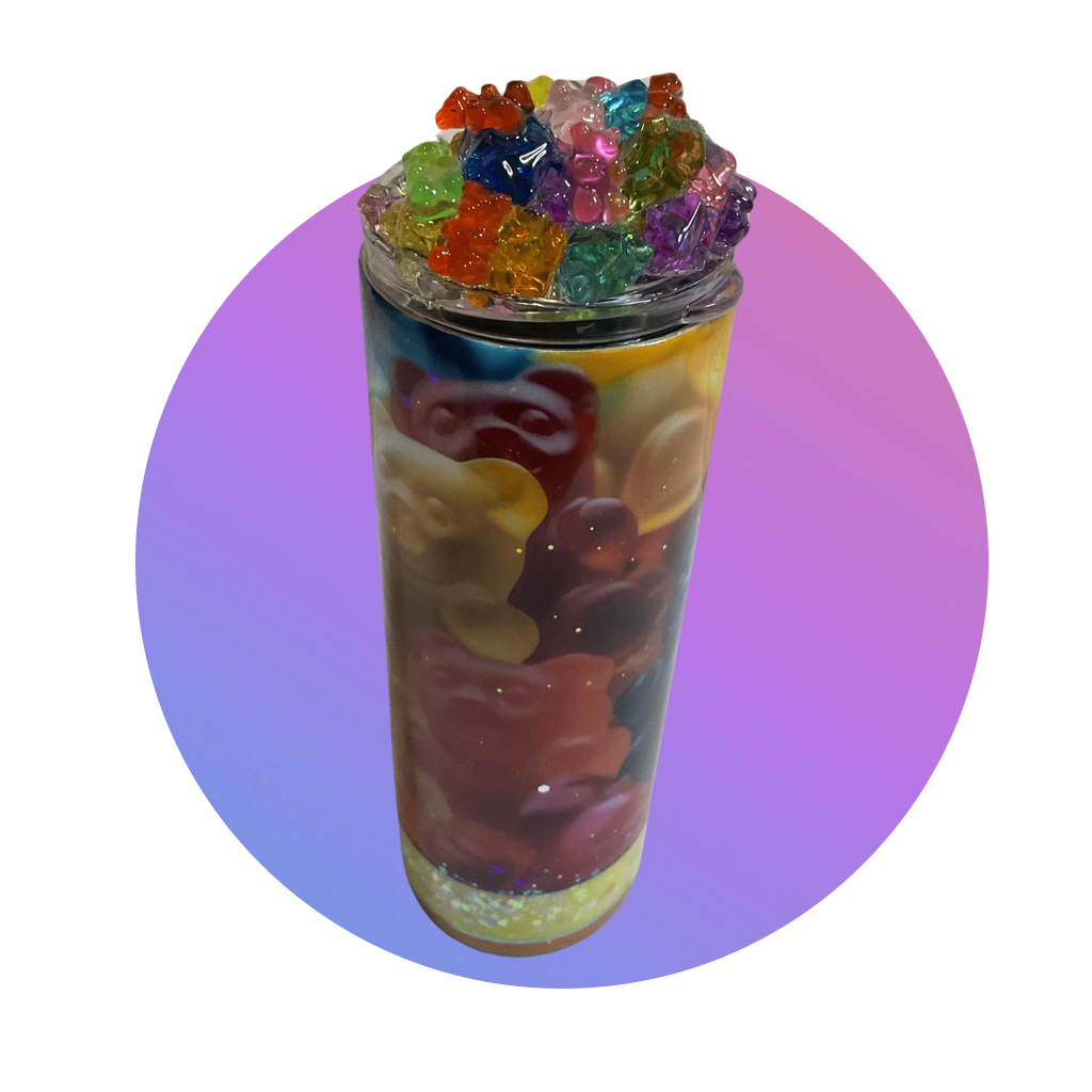 Gummy bear tumbler with 3D topper