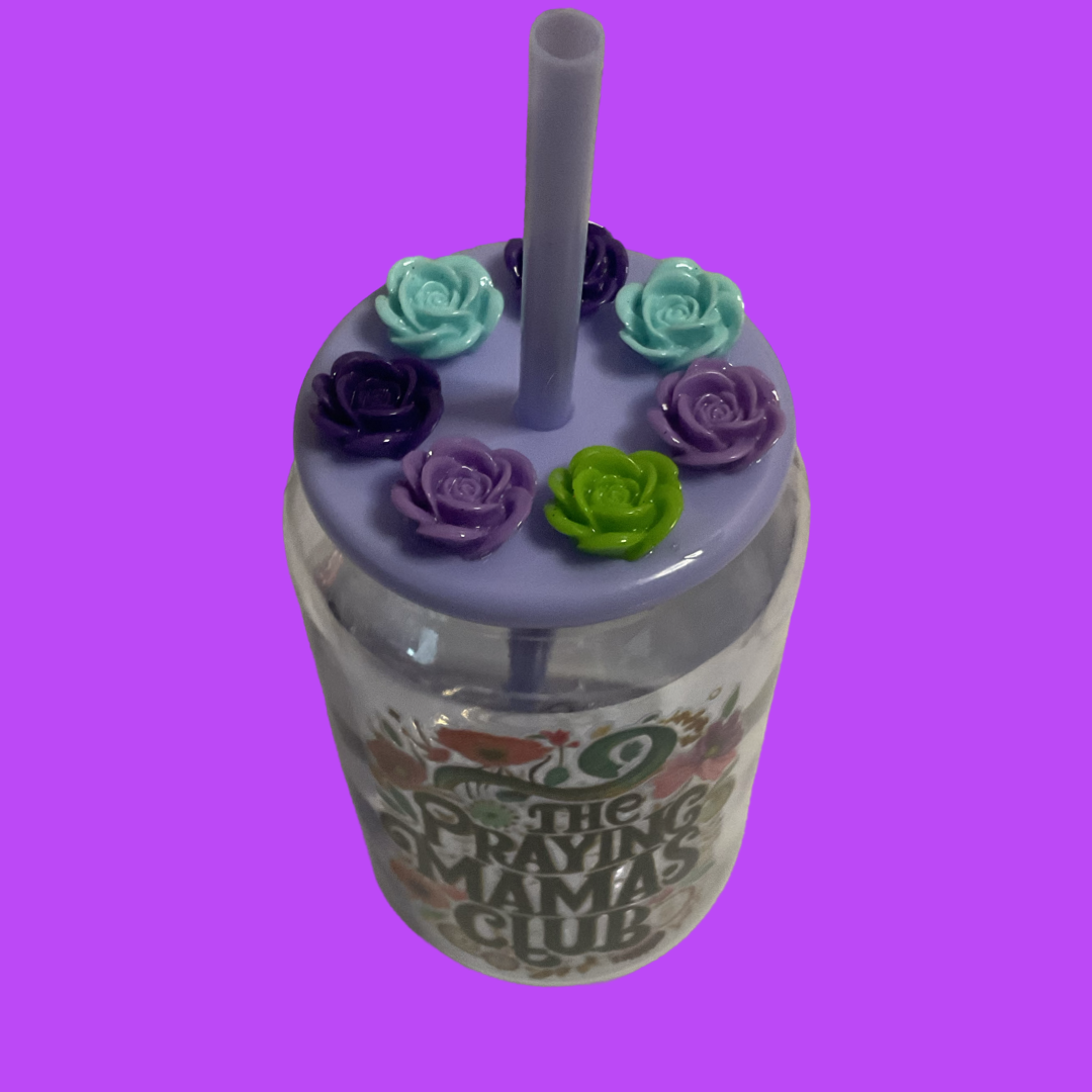 The Praying Mamas Club glass tumbler