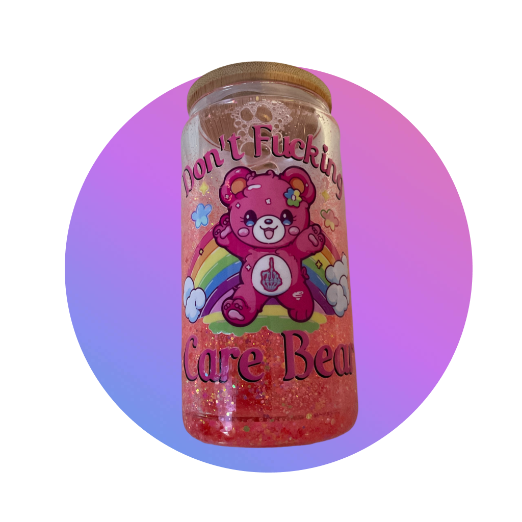 Don’t F’n Care Bear Glass tumbler