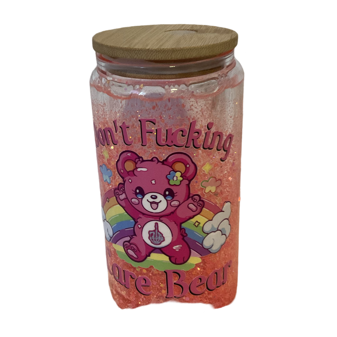 Don’t F’n Care Bear Glass tumbler
