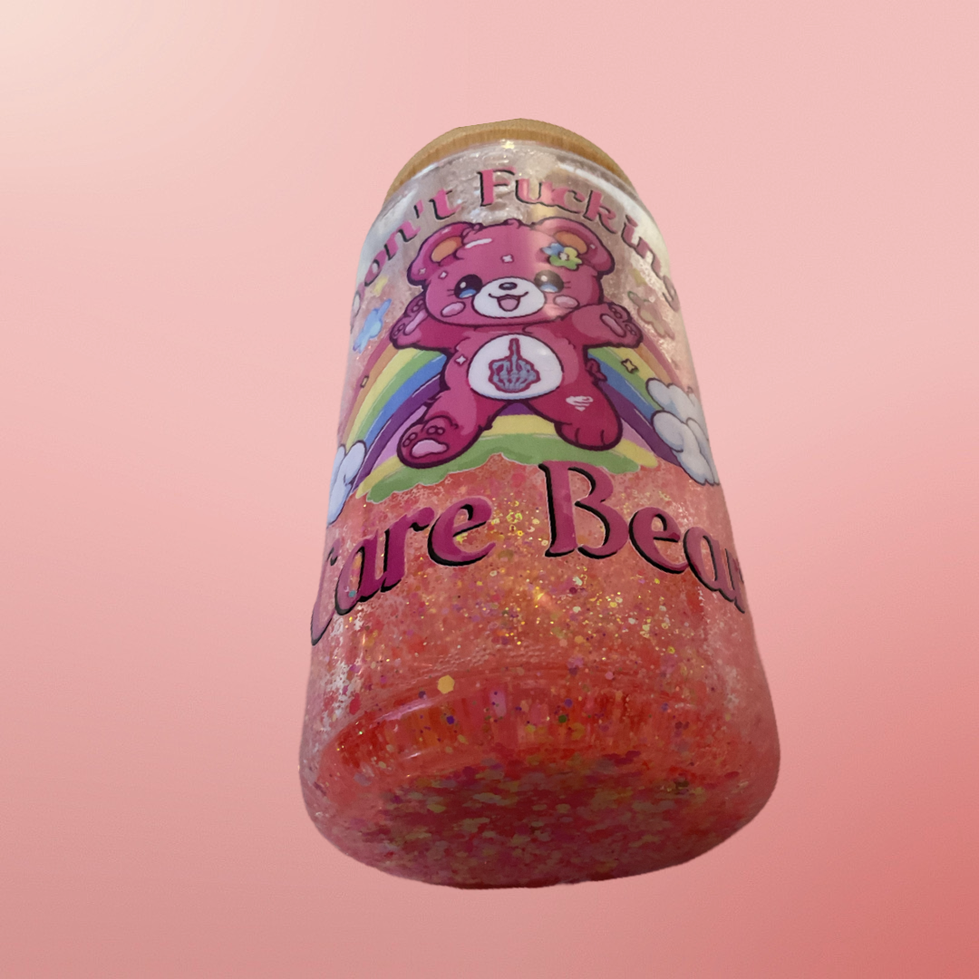 Don’t F’n Care Bear Glass tumbler