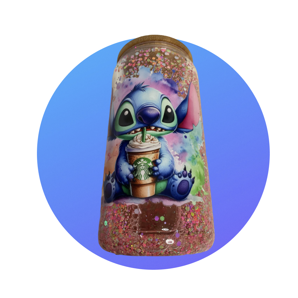 Coffee Loving Blue Alien snowglobe tumbler