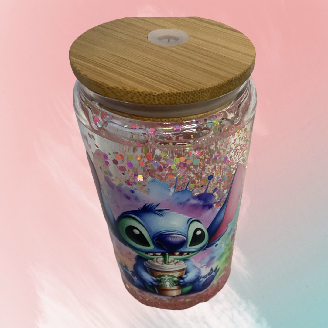 Coffee Loving Blue Alien snowglobe tumbler