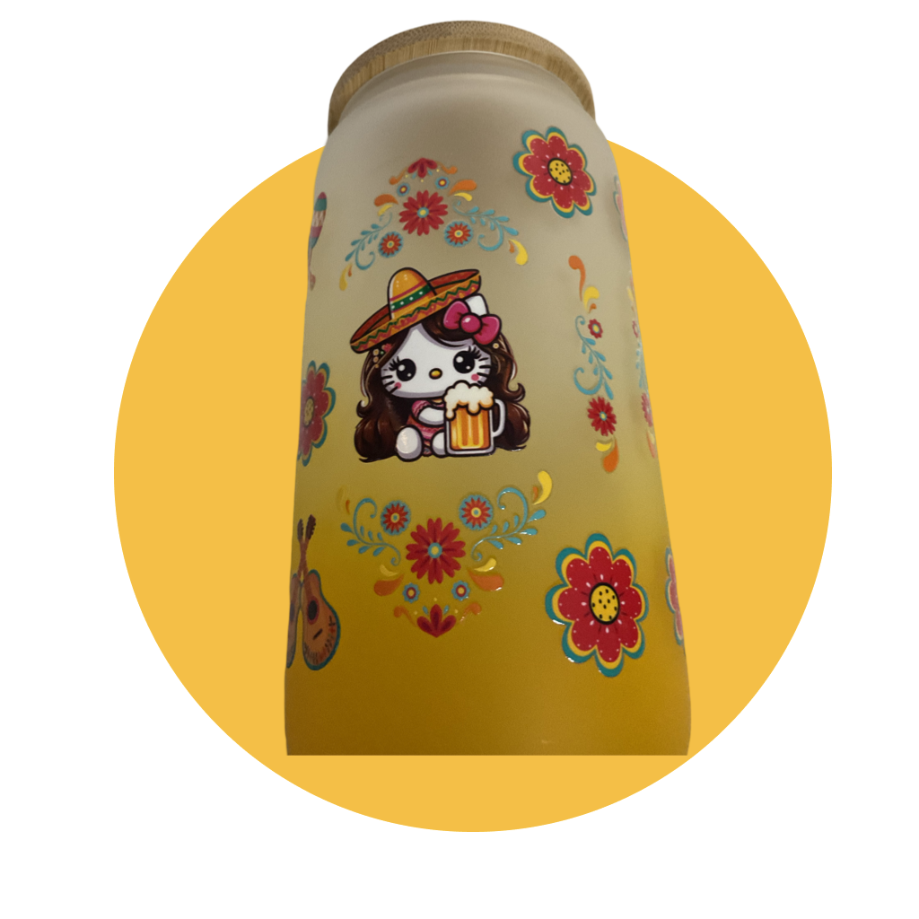 Sombrero Kitty ombré glass tumbler