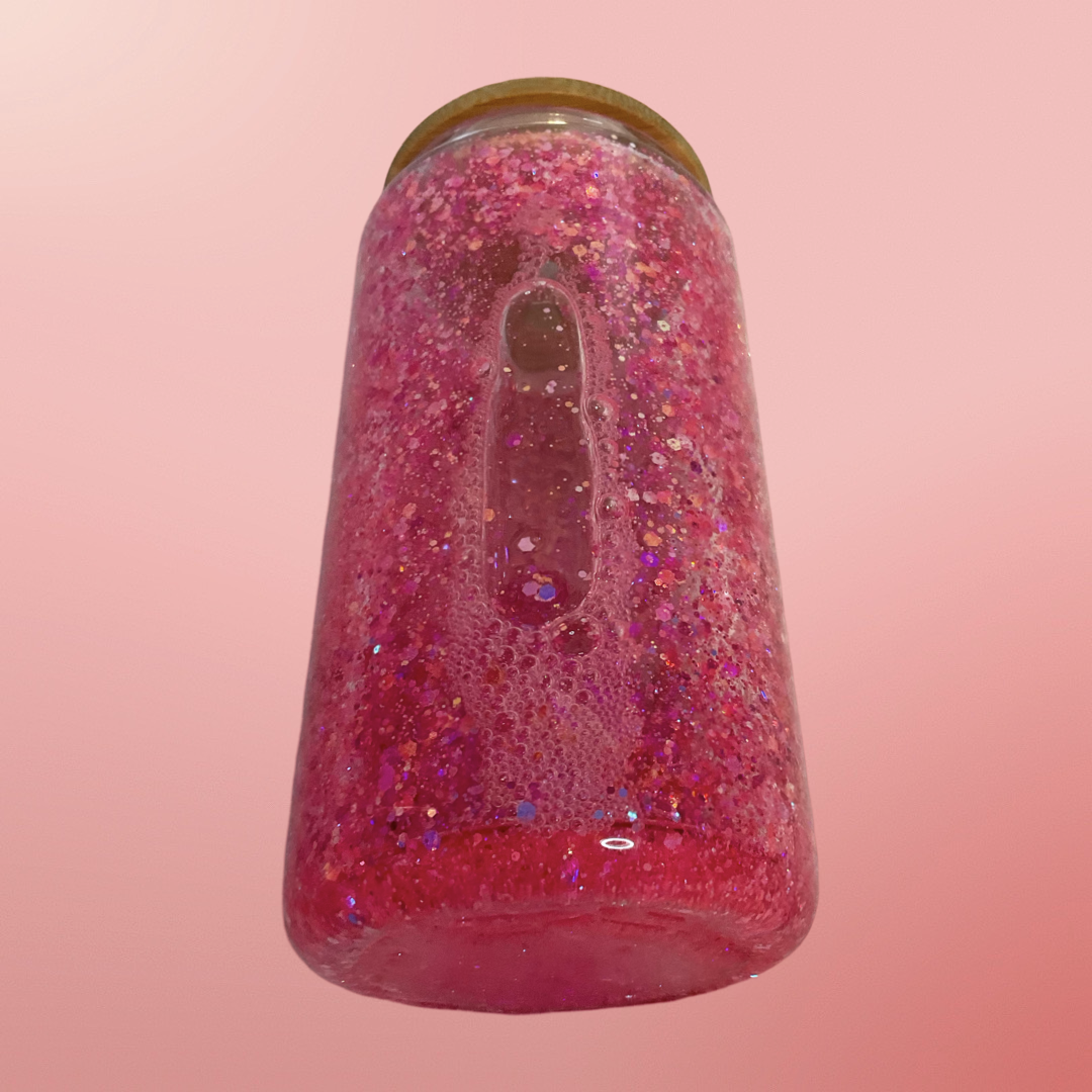 Kitty Rainbow Heart Snowglobe Glass Tumbler