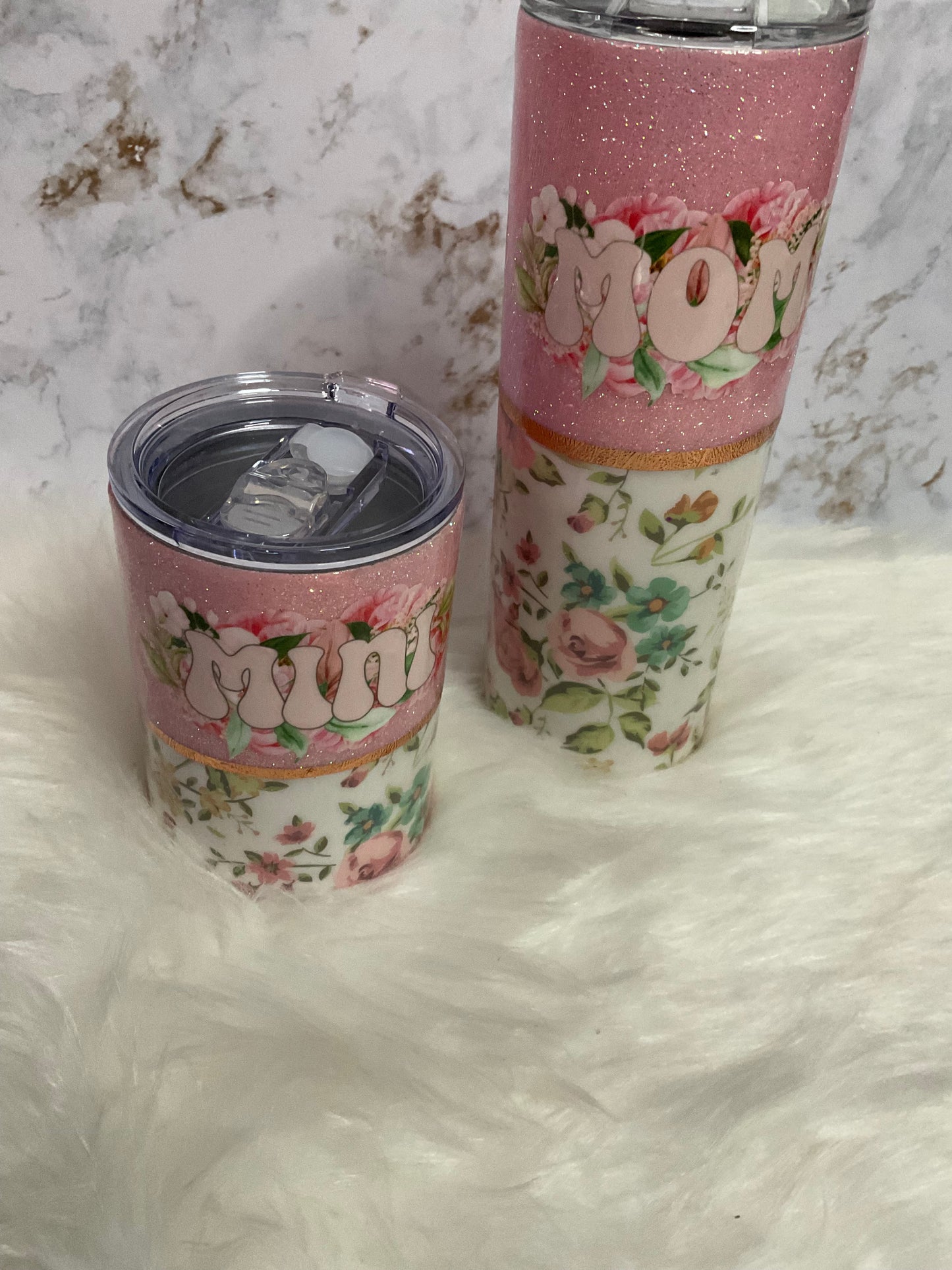 Mama and Mini Floral tumbler set