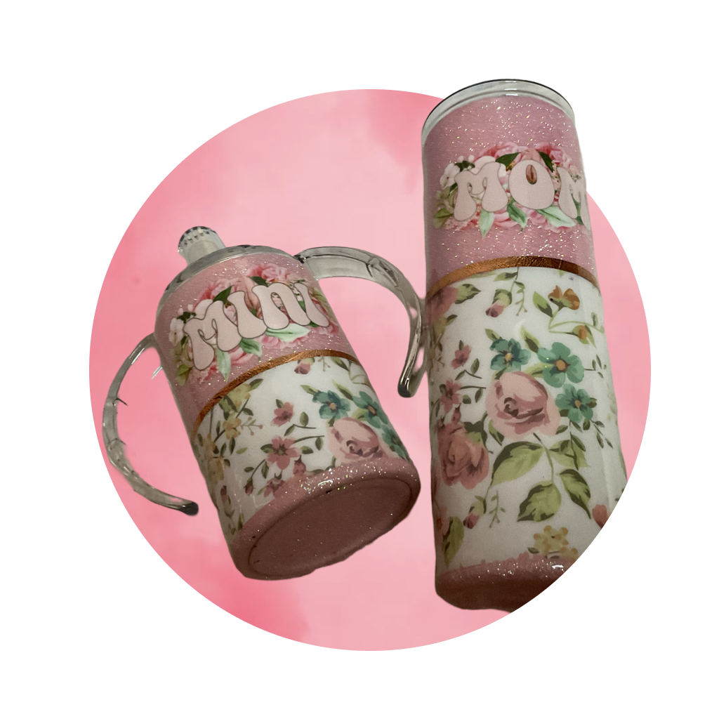 Mama and Mini Floral tumbler set