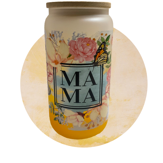 Floral Mama glass tumbler