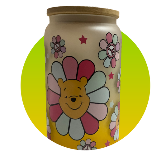 Hippie bear glass tumbler